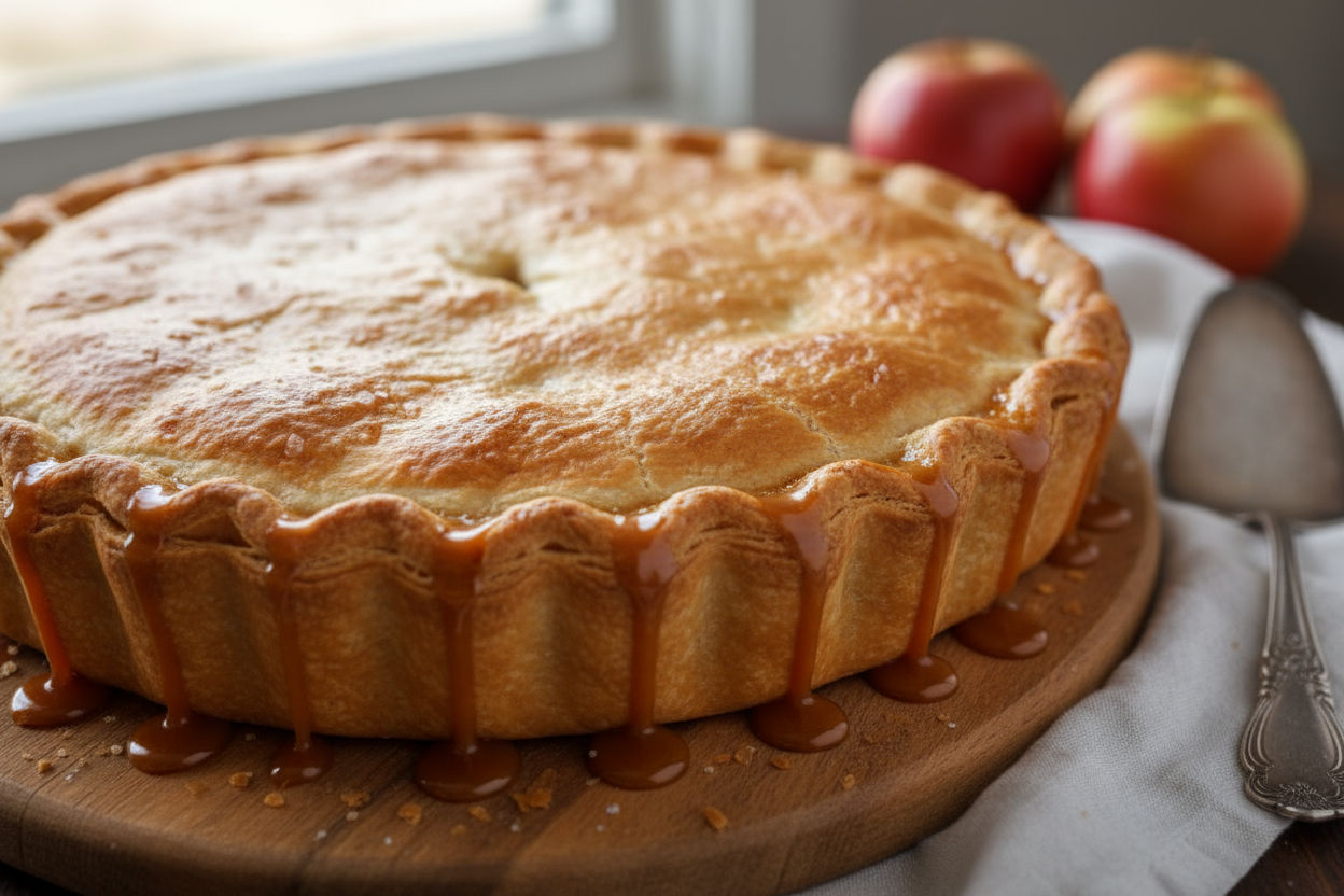 Apple caramel pie make it realistic flat top crust 