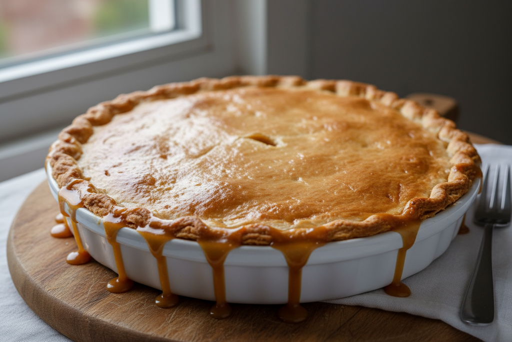 Apple caramel pie make it realistic with flat top crust