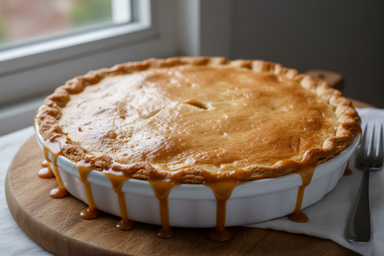 Apple caramel pie make it realistic with flat top crust