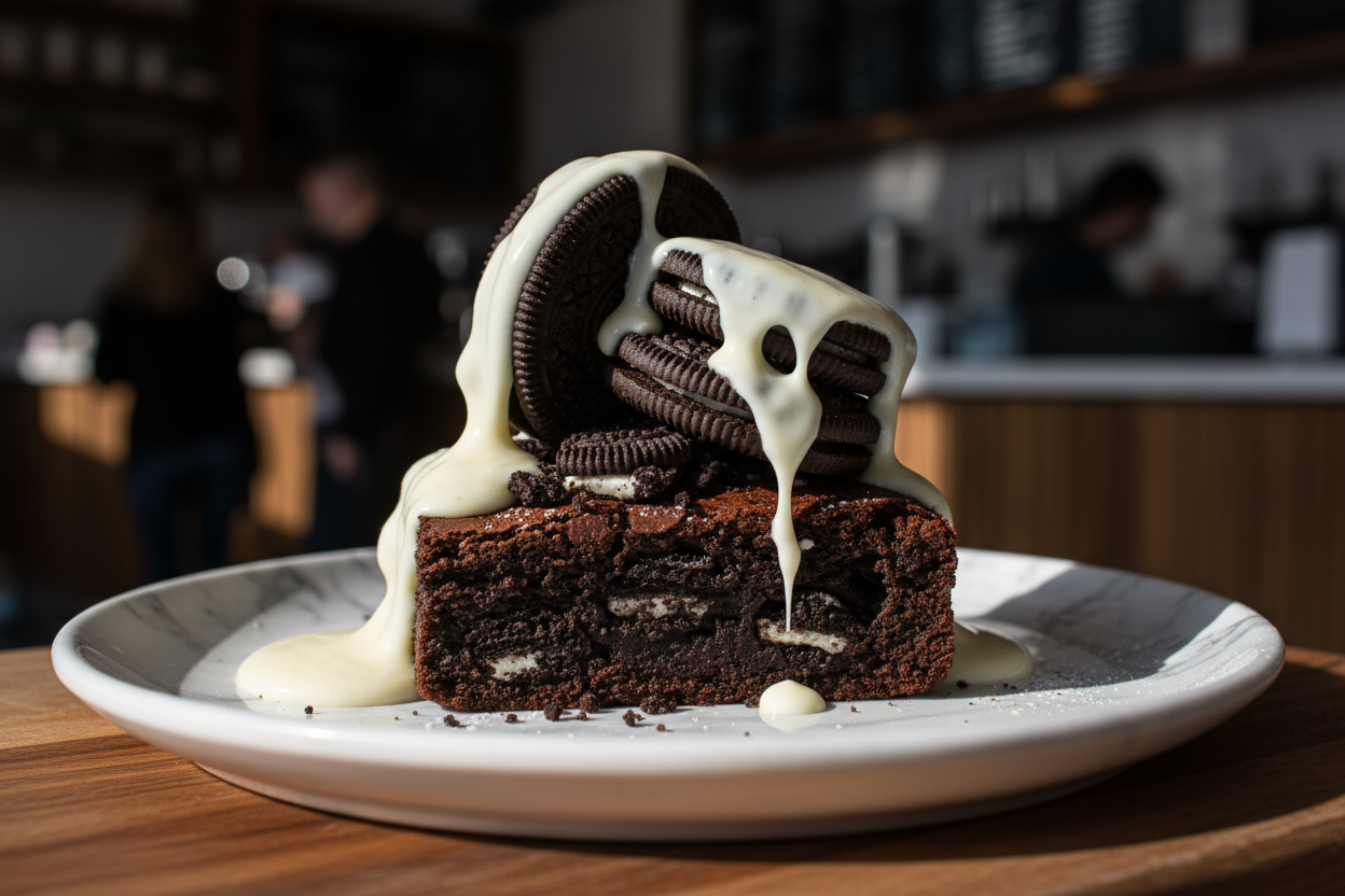 Cookies & Dream

Fudgy Oreo-stuffed brownie layered with cookies and vanilla cream drizzle