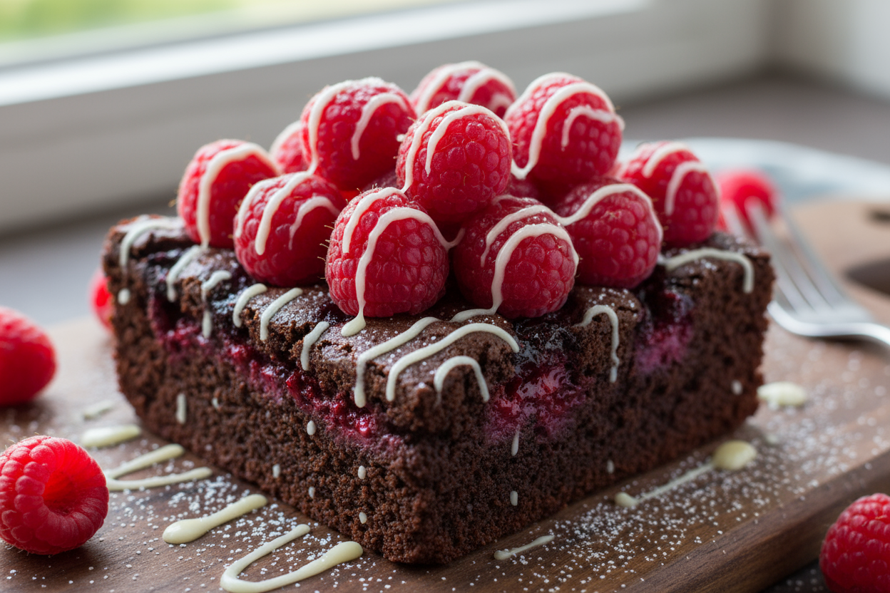 rasberries only with white froastin drizzle on top