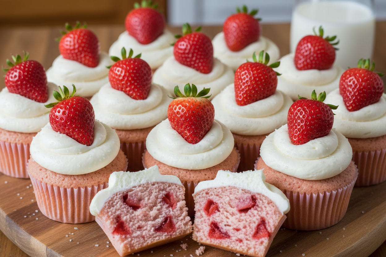 real strawberries in the cake